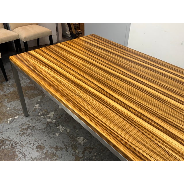 Modern Room & Board Parsons Zebrawood Dining Table For Sale - Image 3 of 12