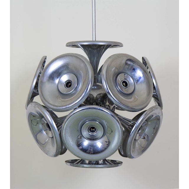 Sputnik Pendant in Chromed Metal, 1970s For Sale - Image 3 of 9