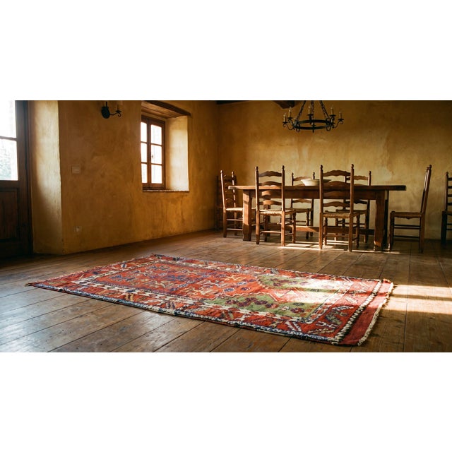 Textile 1880s Orange Green Medallion Antique Turkish Yuruk Rug 2'8" X 4'6" Handknotted Wool Carpet For Sale - Image 7 of 9