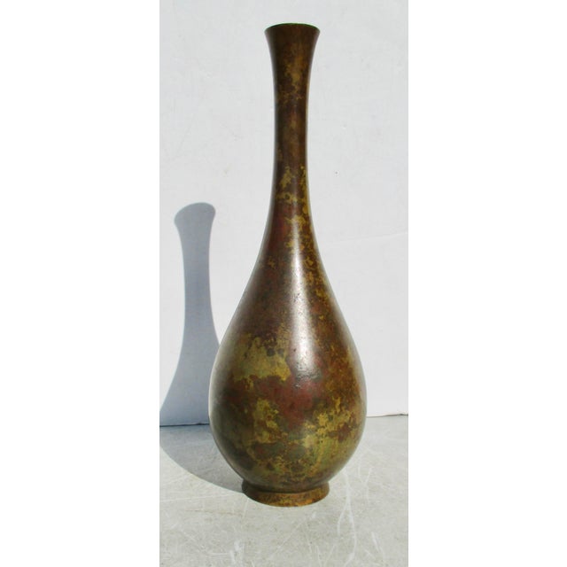 SSKK studio bronze vase. Ghost mark vase. Period 50s-60s. Patinated bronze vase with marbled patina. Beautiful olive and...