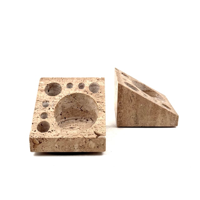 Stone Travertine Desk Organizers by Enzo Mari for Danese, Italy, 1970s, Set of 2 For Sale - Image 7 of 17