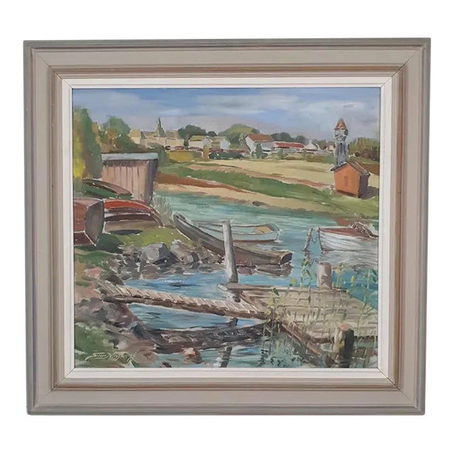 1954 Mid Century Swedish Oil Painting by Sven Eugen Nilsson For Sale