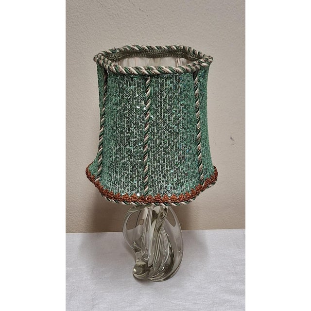 Vintage Table Lamp with Clear Twisted Block Glass Base by Lamplove, 1970s For Sale - Image 3 of 11