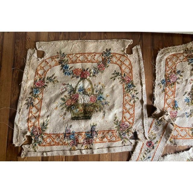 French 3 Authentic Antique 19th Century Needlepoint Tapestries for Chairs or Pillows For Sale - Image 3 of 10