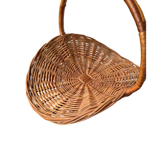 Vintage French Flower Gathering Wicker Basket For Sale - Image 4 of 8