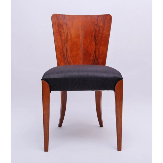 Art Deco H-214 Chairs in Walnut Veneer and Horsehair from Jindrich Halabala, 1940s, Set of 4 For Sale - Image 3 of 18