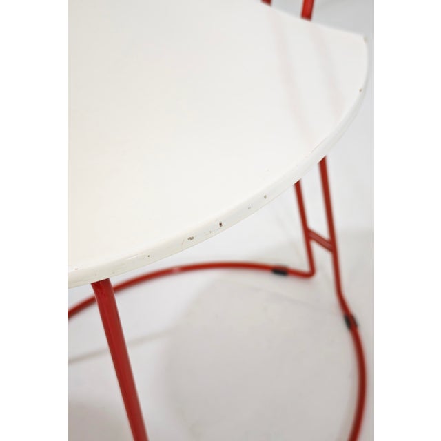 Red Mid-Century Modern Italian Red and White Metal and Wood Chairs, 1980s, Set of 4 For Sale - Image 8 of 16