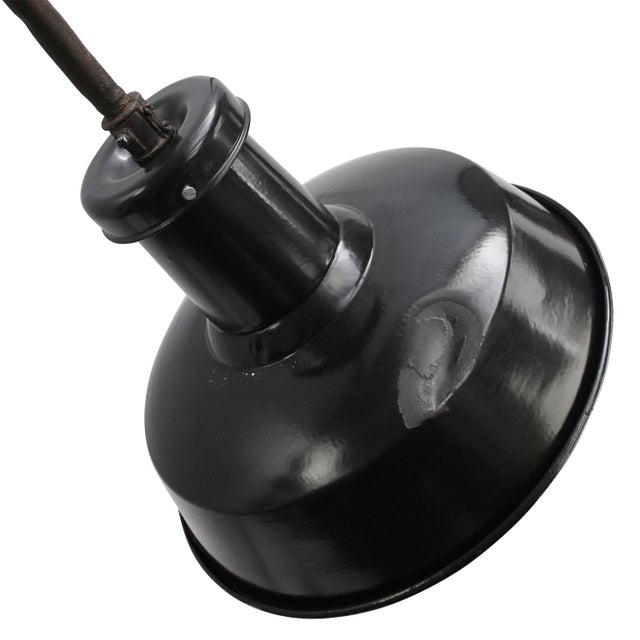 Industrial Vintage Industrial French Black Factory Wall Light in Enameled Cast Iron For Sale - Image 3 of 6