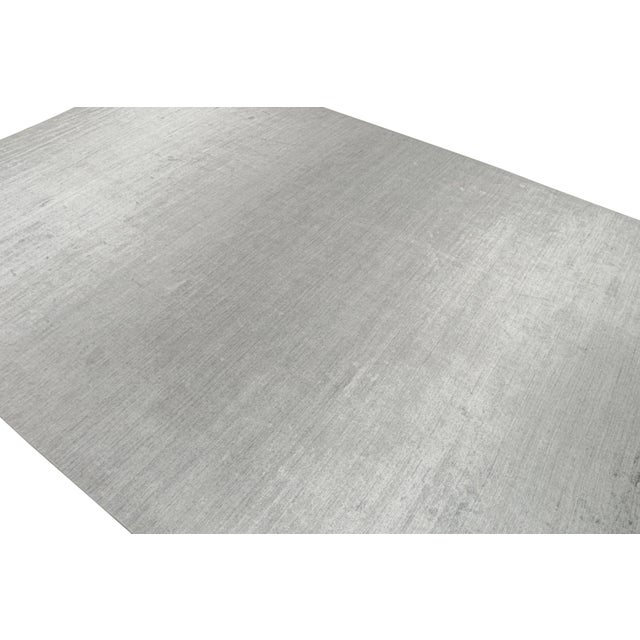 Contemporary 2010s Rug & Kilim’s Modern Rug in Solid Gray and Off-White Striae - 10x14 For Sale - Image 3 of 7