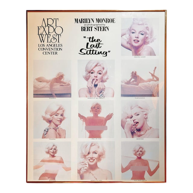 Vintage 1980s Marilyn Monroe the Last Sitting Art Expo West Poster Bert Stern Framed For Sale