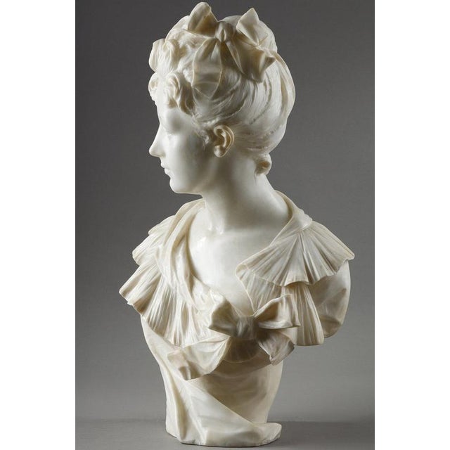 Henri Emile Allouard, Bust of a Woman, 1880, Marble For Sale - Image 9 of 18