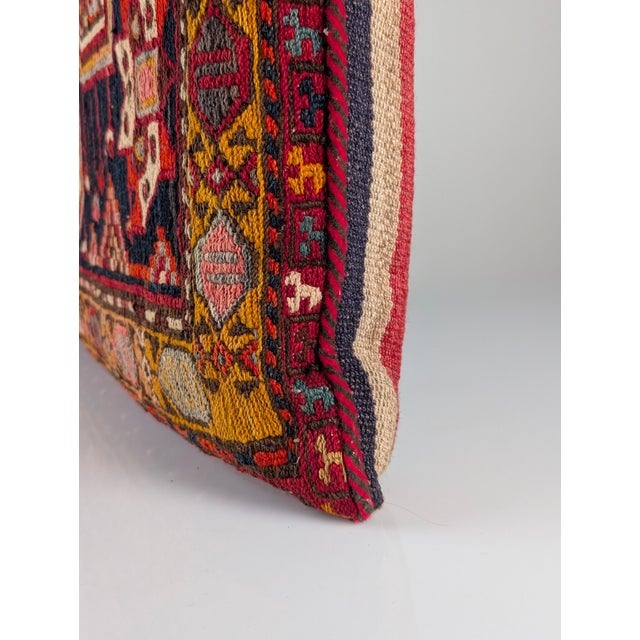 Large Mid-Century Caucasian Wool Kilim Soumak Floor Cushion, 1950s For Sale - Image 11 of 18