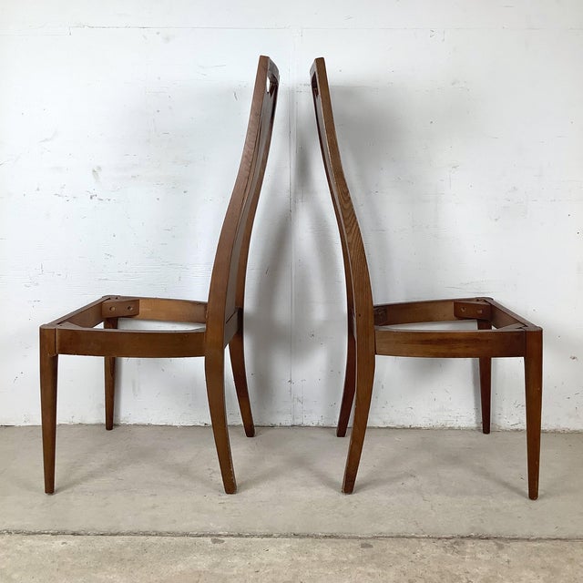 Mid 20th Century Set of Four 1960s Walnut High-Back Dining Chairs — Cane Insert Backs, Tomlinson Sophisticate Style, MCM For Sale - Image 5 of 12