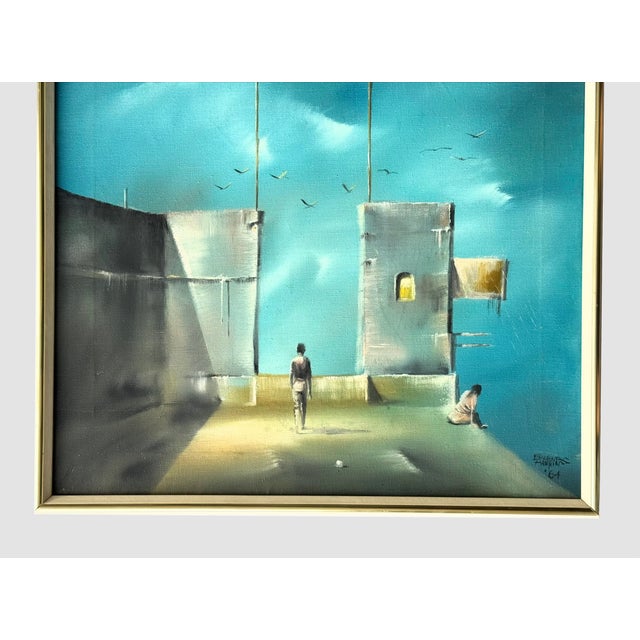 Eugene Hawkins 1964 Surrealist Oil on Canvas Painting For Sale - Image 4 of 12