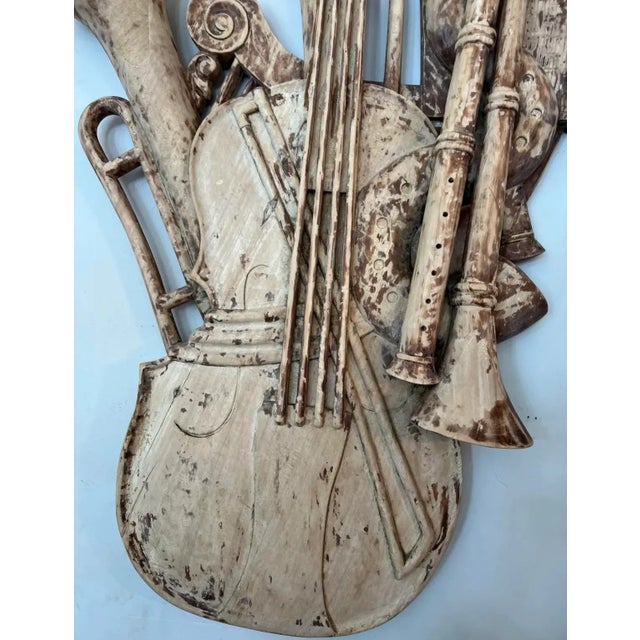Monumental Pair Of 19th Century Italian Wood Musical & Instrumental Sculptures Measurements: 23 x 4 x 55 inches 33 x 6 x...