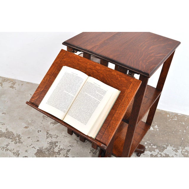 Antique Revolving Bookcase in Oak with Top, 1900s For Sale - Image 11 of 17