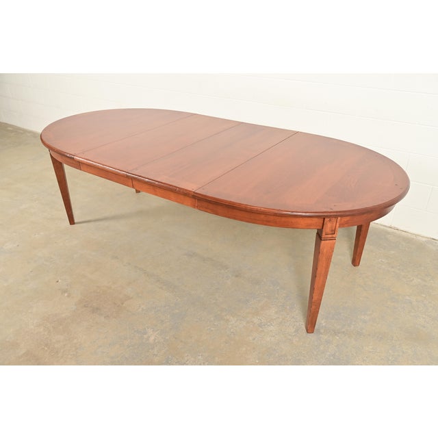 Baker Furniture Style French Regency Louis XVI Carved Walnut Extension Dining Table, Newly Refinished For Sale - Image 13 of 13