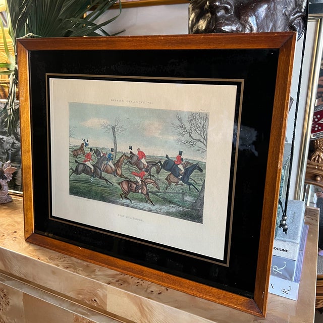 Antique English Framed Fox Horse Back Hunting Print — “Slap at a Brook” 1800s For Sale In Oklahoma City - Image 6 of 15