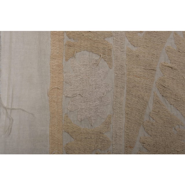Uzbek Hand Embroidery Beige and Tan Suzani For Sale - Image 6 of 10