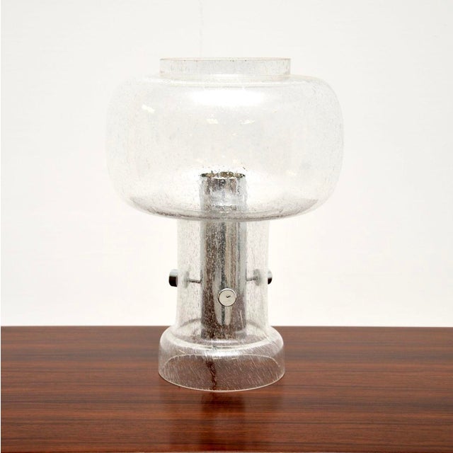 A smart and very well made vintage French glass and chrome table lamp, dating from the 1970’s. This is of lovely quality...