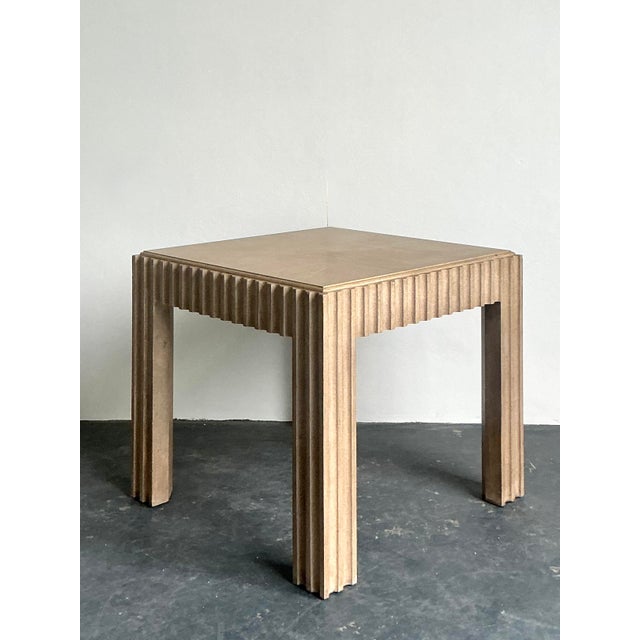 Postmodern Vintage Boho Marge Carson Fluted Game Table For Sale - Image 3 of 12