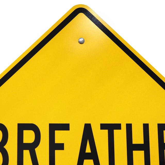 Metal Breathe IV - Original Inspirational Pop Art Steel Street Sign Wall Sculpture by Scott Froschauer For Sale - Image 7 of 9