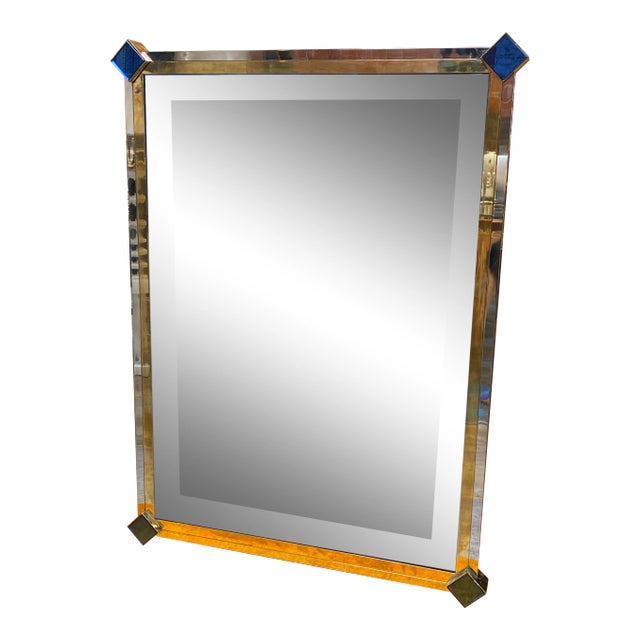 1980s Italian Mid Century Modern Oversized Wall Mirror For Sale