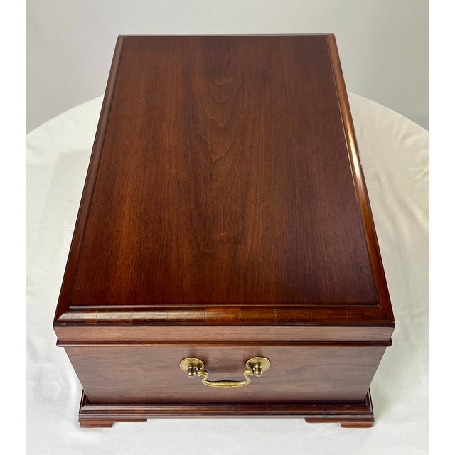 1970s Henkel Harris Virginia Galleries Solid Wild Black Cherry Jewelry Chest For Sale - Image 12 of 18