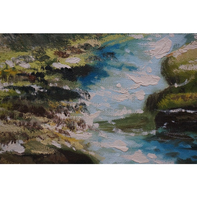 Horst Hoppman German Mid Century Water Mill Landscape Oil Painting 45" For Sale - Image 11 of 12