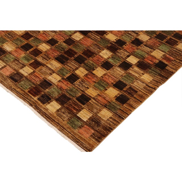 1980s Boho Chic Gabbeh Brown/Tan Wool Rug - 8'11'' X 11'7'' For Sale - Image 4 of 9