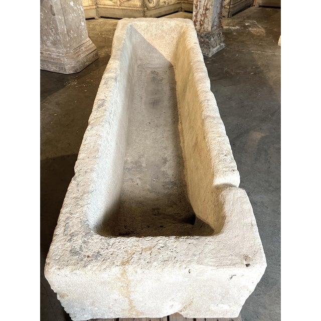 A Long Antique White Limestone Trough From Eastern France, Circa 1800 For Sale - Image 14 of 18
