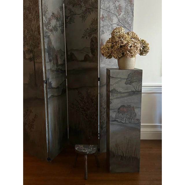 2020s Custom Hand-Painted Scenic Pedestal For Sale - Image 5 of 5
