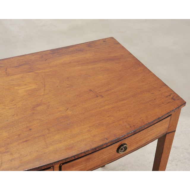 19th C. English Regency Bow Front Side Table or Small Desk For Sale - Image 9 of 18
