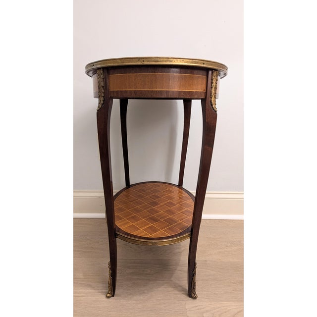Antique Louis XV Parquetry Side Table With Ormolu Two-Tiered For Sale In Raleigh - Image 6 of 15
