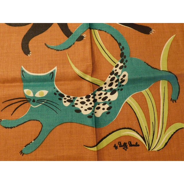 Mid-Century Modern Vintage Dolly Dembo Atomic Cat Linen - Kay Dee Designs Textile Art For Sale - Image 3 of 10