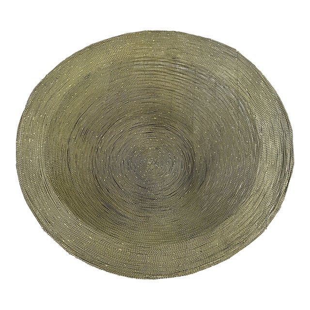 Late 20th Century Oversized Metal Woven Basket For Sale