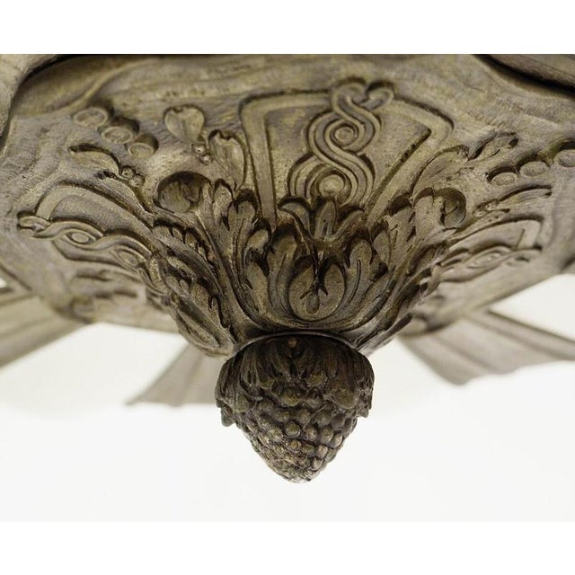 French Art Deco Frosted Glass and Bronze Pendant, 1920s For Sale - Image 4 of 8