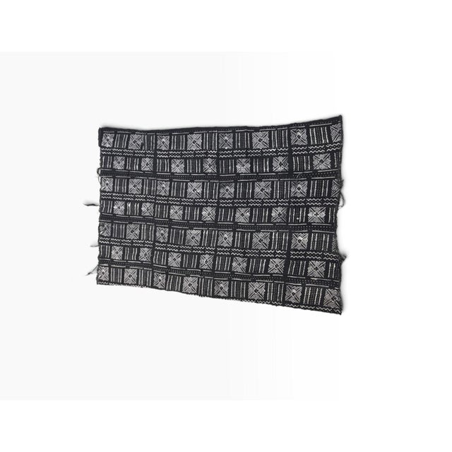 Textile Vintage African Black and White Mud Cloth Textile Mali 61" by 42" For Sale - Image 7 of 7