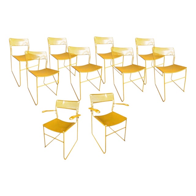 1980s Attributed to Arrben Sultana Dining Chairs, Set of 10, Newly Powder-Coated, Italy For Sale