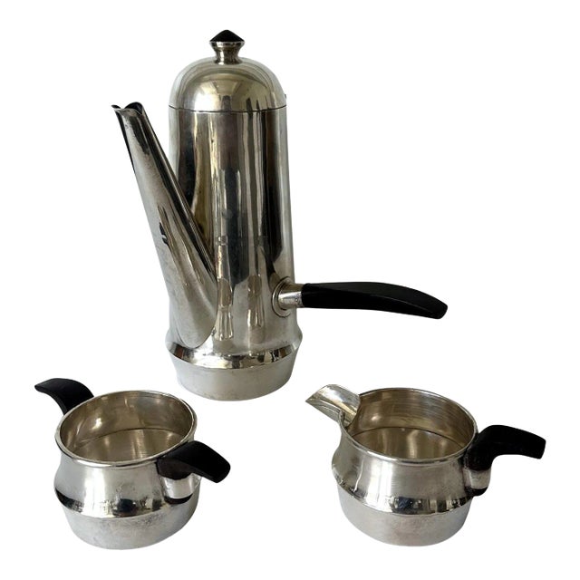 Midcentury Modern Mexican Silver Coffee Set by Williams Spratling - Set of 3 For Sale