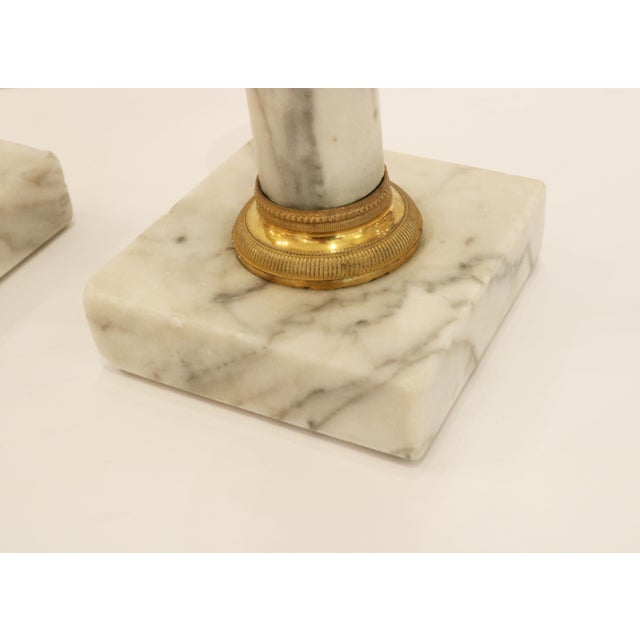 Brown Pair of Candleholders with Karyatids, Bronze & Marble, Berlin Early 19th Century For Sale - Image 8 of 12