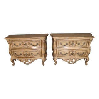 Pair Country French Carved Drawer Commodes by Auffray Furniture For Sale