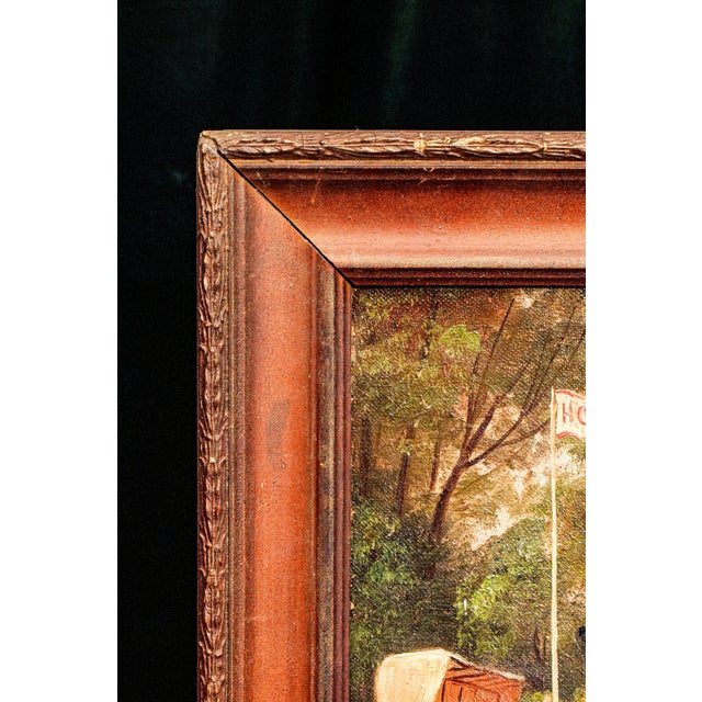 Charming Antique Framed Oil Painting English Cricket Pavilion Sports Victorian Architecture Home Wall Decor For Sale - Image 13 of 15
