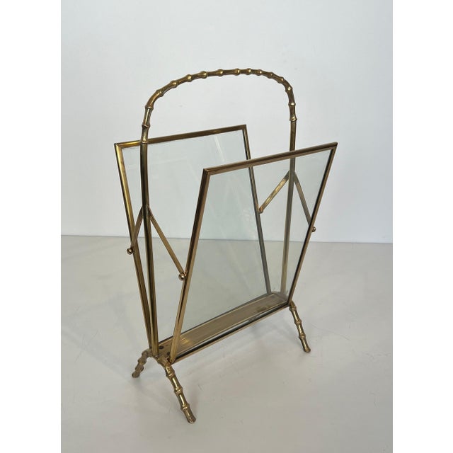 1940s Faux bamboo bronze and brass magazine rack by Maison Baguès For Sale - Image 12 of 12