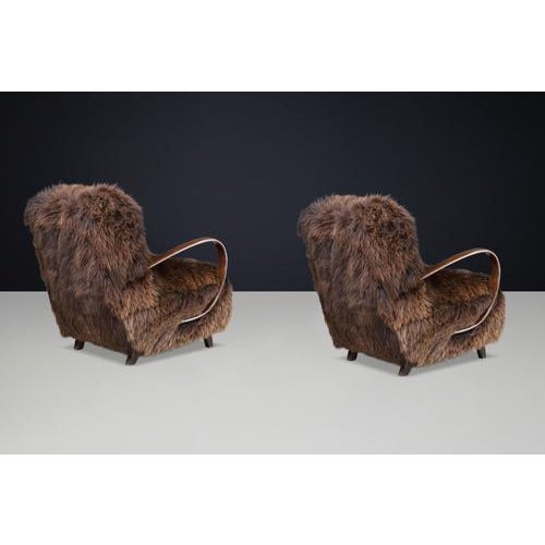 Dutch Lounge Chairs in Dark Sheepskin from Jindřich Halabala, 1940s, Set of 2 For Sale - Image 17 of 18