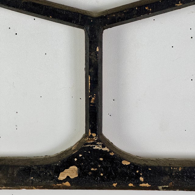 Early 20th Century Vintage Architectural Salvage Wood Triangular Honeycomb Decorative Window Frame For Sale - Image 5 of 9