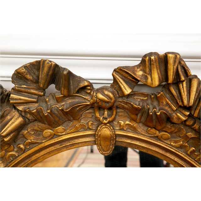 Antique Gilt Wood Bow and Ribbon Wall Mirror For Sale - Image 4 of 6