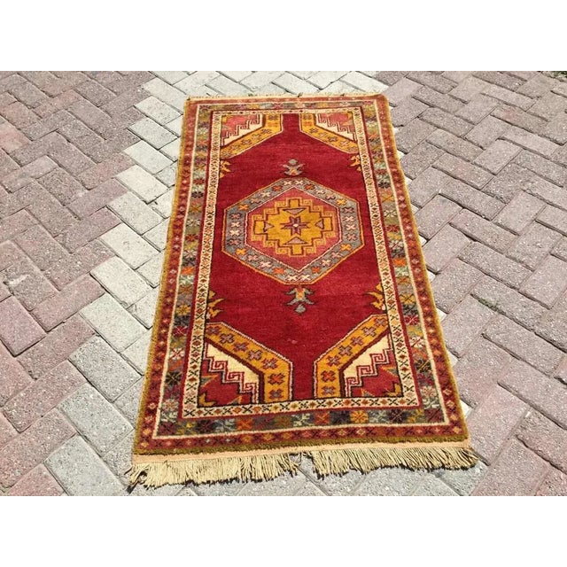 Textile Geometric Vintage Anatolian Rug - 31" X 57" For Sale - Image 7 of 7
