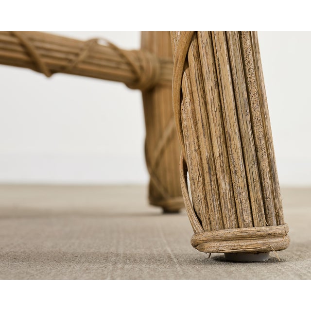 Pair of Danny Ho Fong Organic Modern Rattan Marble Tables For Sale - Image 15 of 18