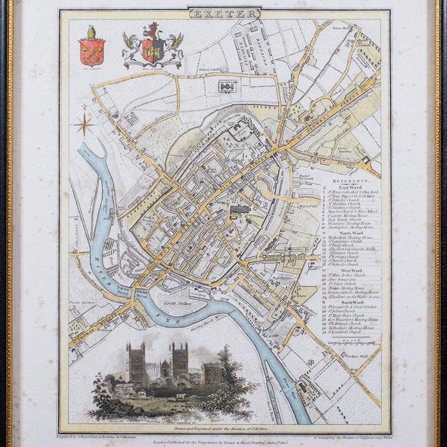 Antique City of Exeter Map, English, Framed, Atlas Excerpt, Georgian, Circa 1805 For Sale - Image 4 of 10